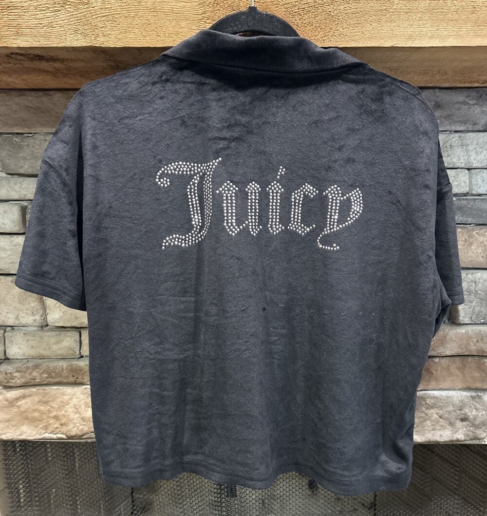 Women’s JUICY COUTURE Velour / BLING Short Sleeve Pajama Shirt Size M *B8